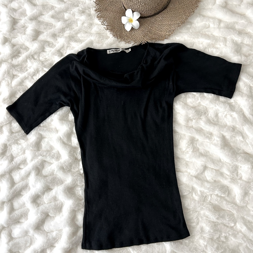 Michael Stars black cowl neck t-shirt One Size